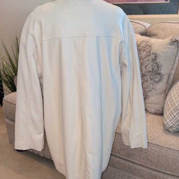 Oversized Cream Coat Faux Leather  with Black Buttons - Picture 9 of 12